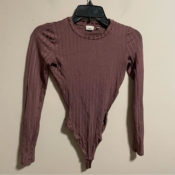 Aritzia Wilfred Mauve Maincy Open Back Backless Long Sleeve Bodysuit Size XS - Picture 2 of 6